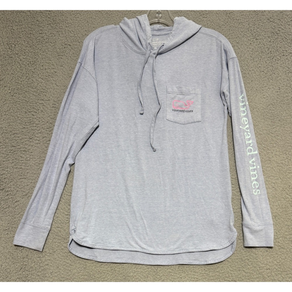 Vineyard Vines‎ Edgartown Long Sleeve Hoodie Shirt Mens XS Blue Stretch Whale